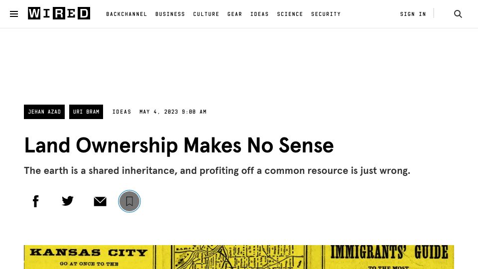 Screenshot of wired.com: Land Ownership Makes No Sense