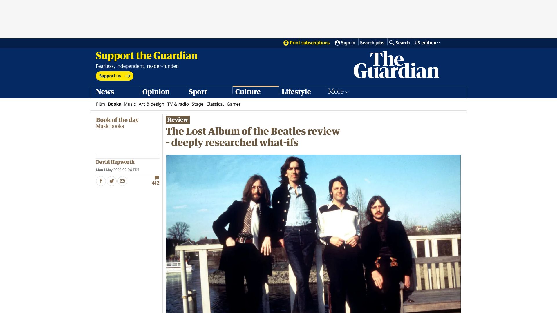 Screenshot of theguardian.com: The Lost Album of the Beatles review – deeply researched what-ifs