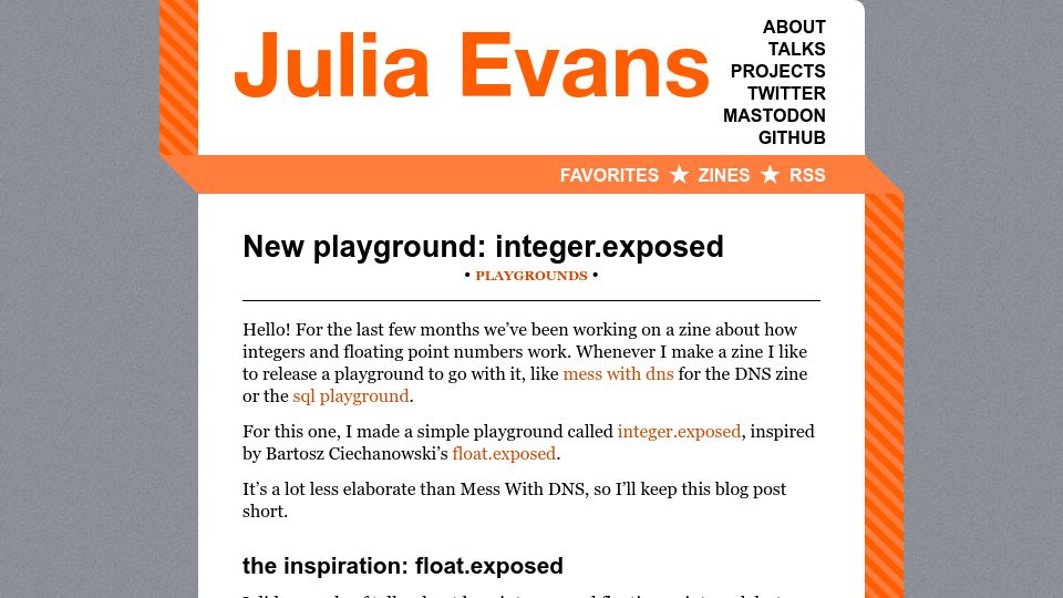 Screenshot of jvns.ca: New Playground: Integer.exposed