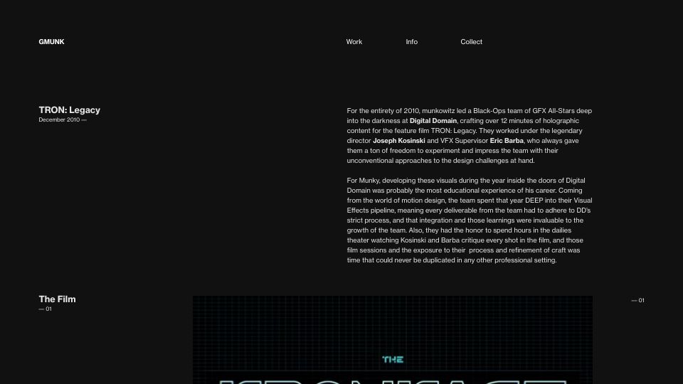Screenshot of gmunk.com: A Detailed Look Into The Making of Tron Legacy VFX