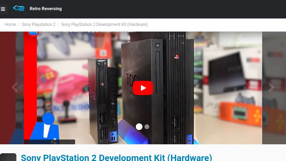 Screenshot of retroreversing.com: Sony PlayStation 2 Development Kit (2020)