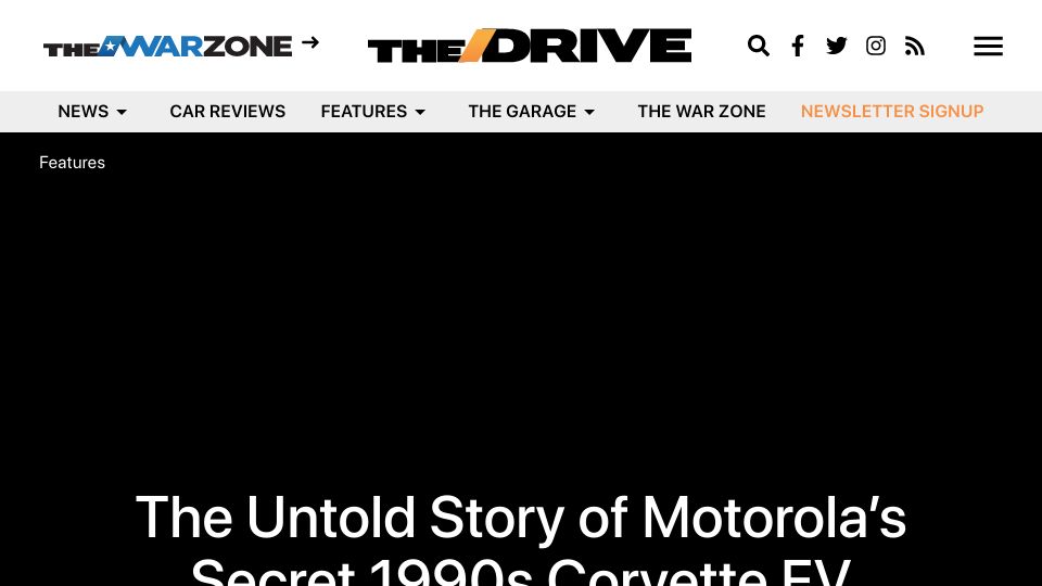Screenshot of thedrive.com: Motorola’s 1990s Corvette EV Project
