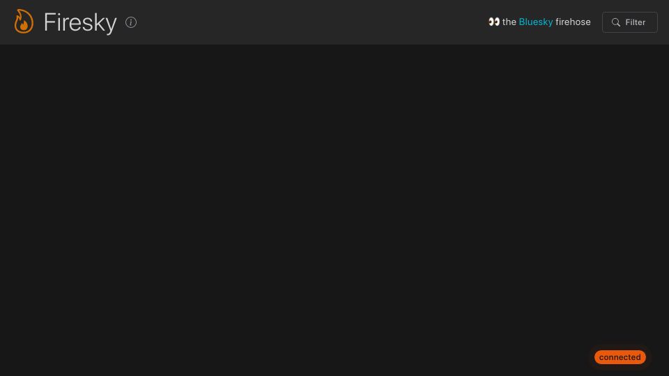 Screenshot of firesky.tv: Firesky – The Bluesky Firehose