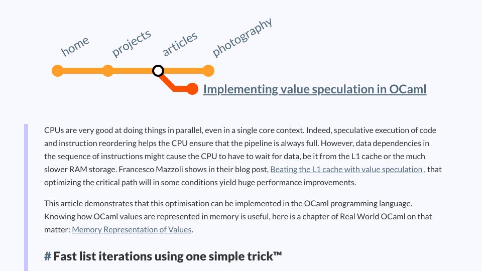 Screenshot of lortex.org: Implementing Value Speculation in OCaml