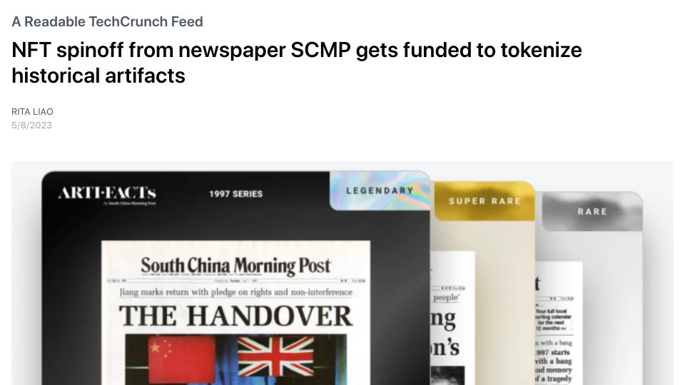 Screenshot of readable_techcrunch.mvlab.workers.dev: A Readable Techcrunch Feed