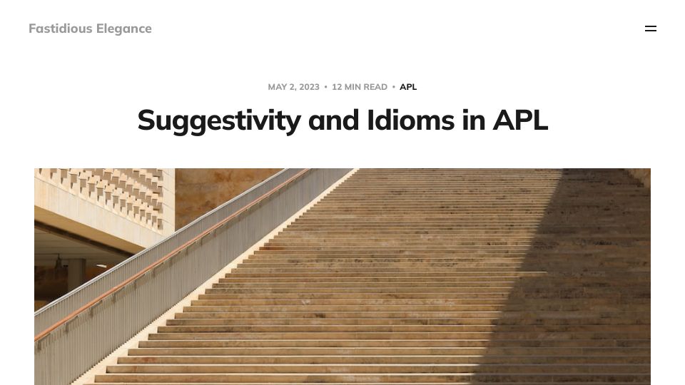Screenshot of sacrideo.us: Suggestivity and Idioms in APL