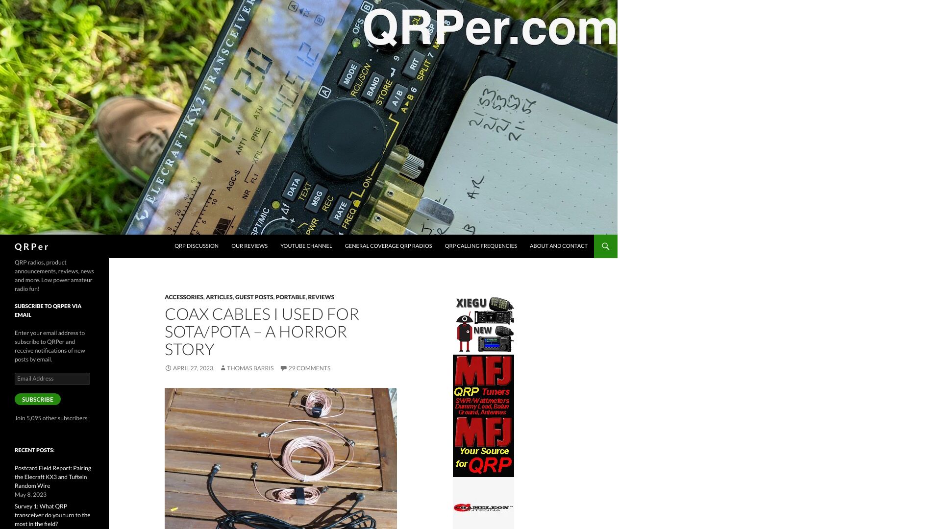 Screenshot of qrper.com: A coax cable horror story