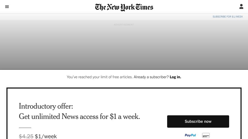 Screenshot of nytimes.com: The ‘devil bird’ lands in New York, with more likely to come