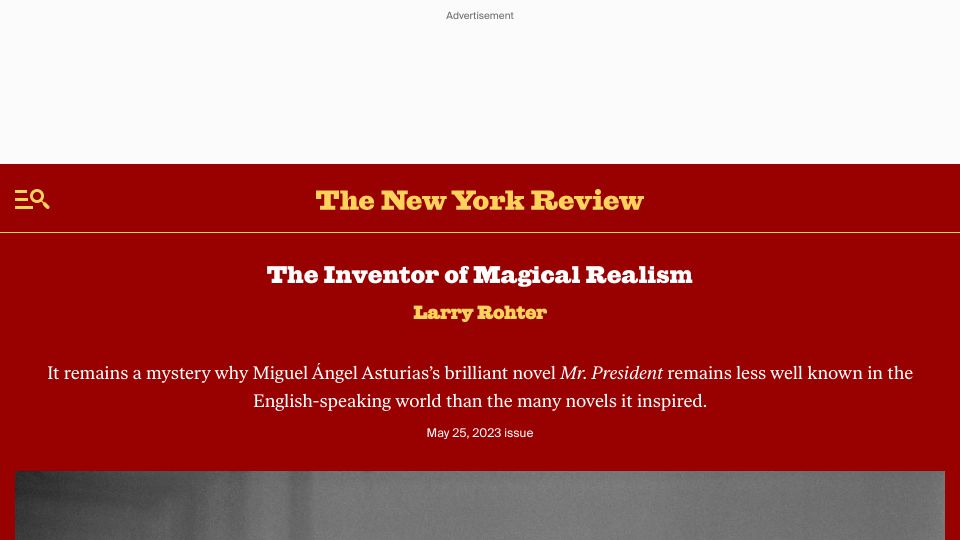 Screenshot of nybooks.com: The Inventor of Magical Realism