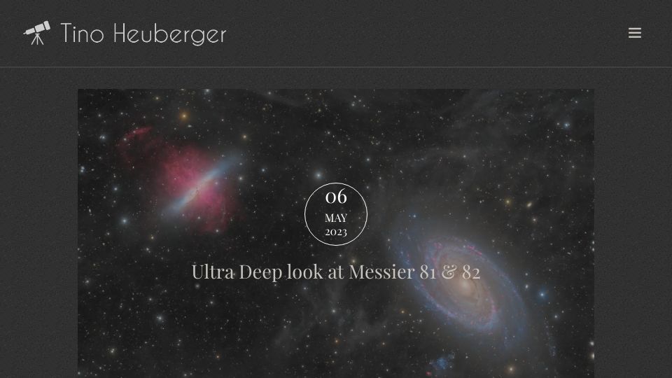 Screenshot of theuberger.ch: Ultra Deep look at Messier 81 and 82