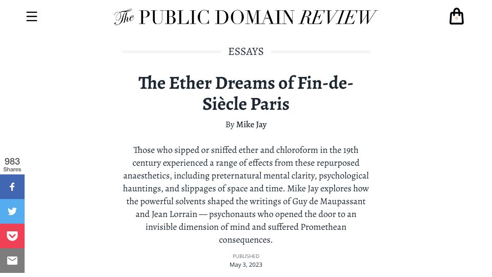 Screenshot of publicdomainreview.org: The Ether Dreams of Fin-de-Siècle Paris