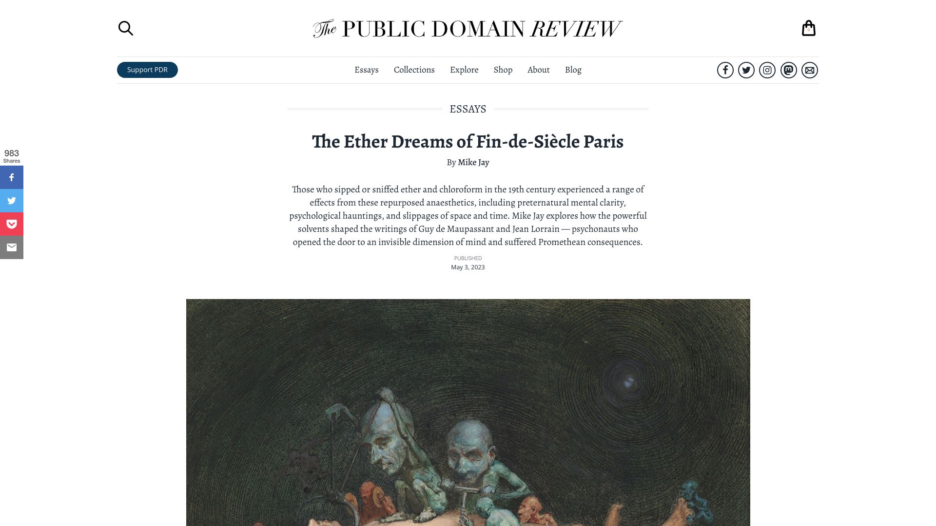 Screenshot of publicdomainreview.org: The Ether Dreams of Fin-de-Siècle Paris