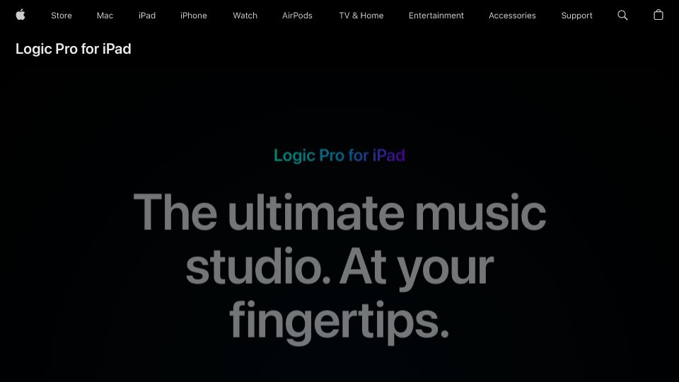 Screenshot of apple.com: Logic Pro for iPad