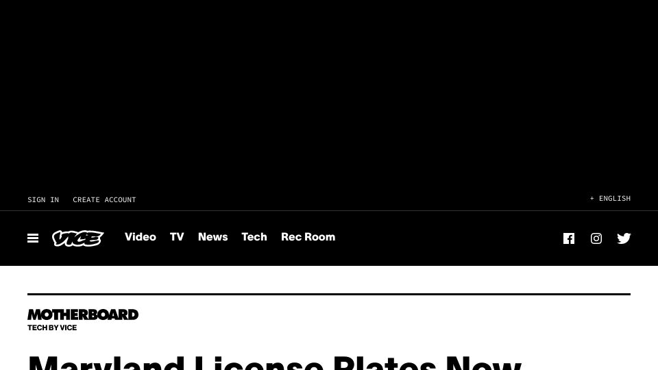 Screenshot of vice.com: Maryland License Plates Now Inadvertently Advertising Filipino Online Casino