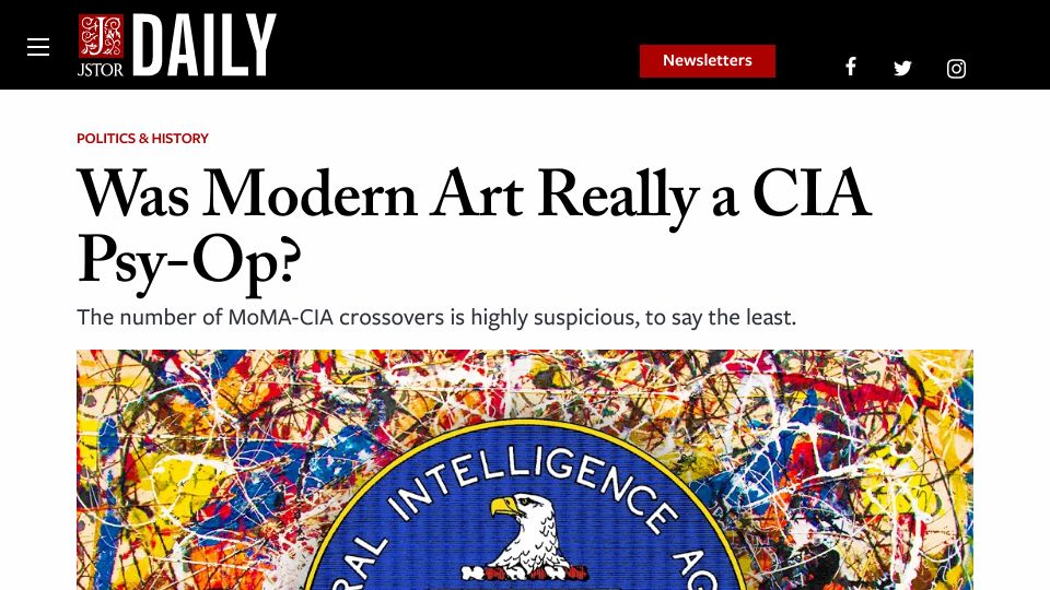 Screenshot of daily.jstor.org: Was modern art a CIA psy-op? (2020)