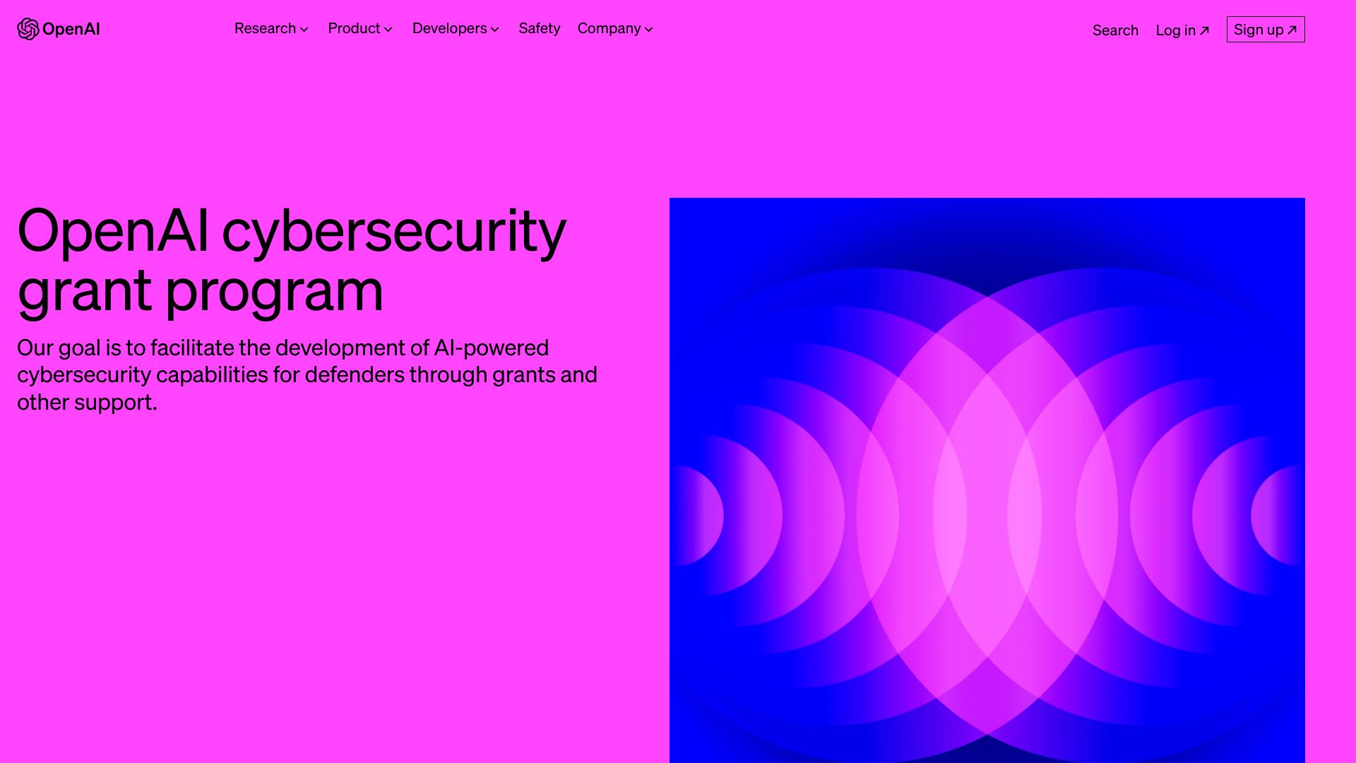 Screenshot of openai.com: OpenAI Cybersecurity Grant Program