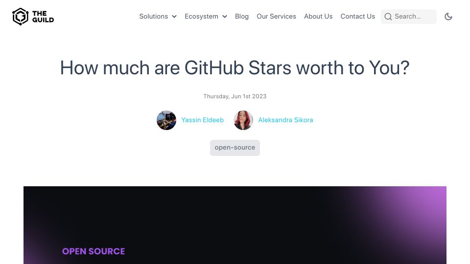 Screenshot of the-guild.dev: I went down the rabbit hole of buying GitHub Stars, so you won't have to