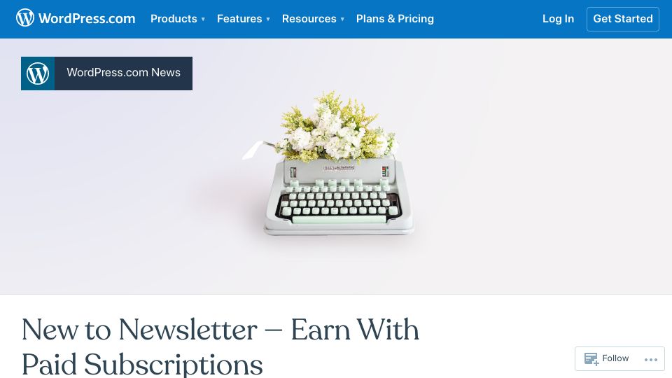 Screenshot of wordpress.com: WordPress.com launches paid newsletters
