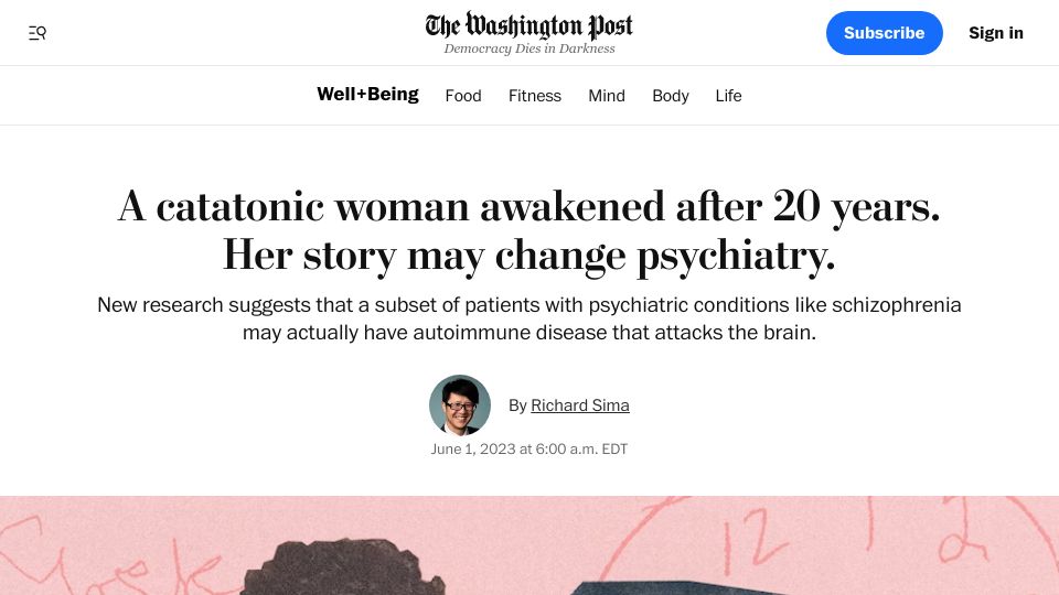 Screenshot of washingtonpost.com: Autoimmune disease can attack the brain, cause psychiatric symptoms