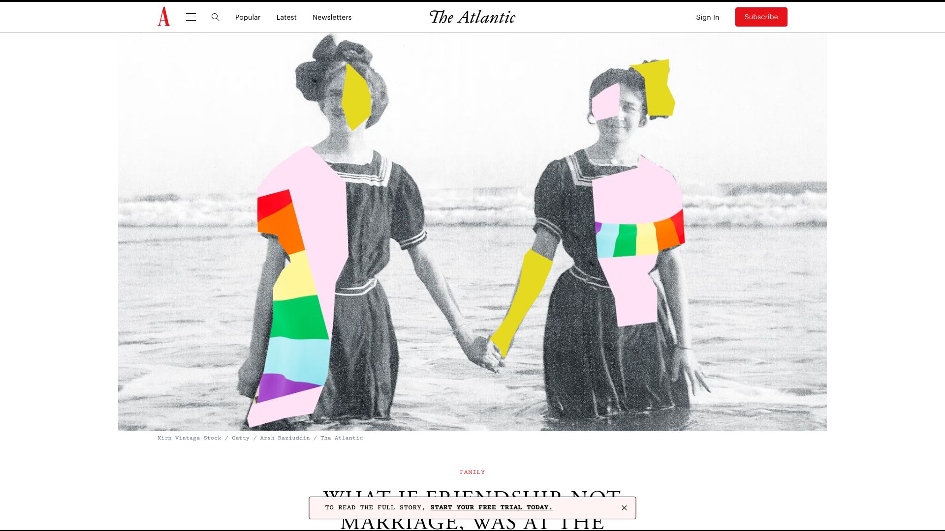 Screenshot of theatlantic.com: What If Friendship, Not Marriage, Was at the Center of Life?
