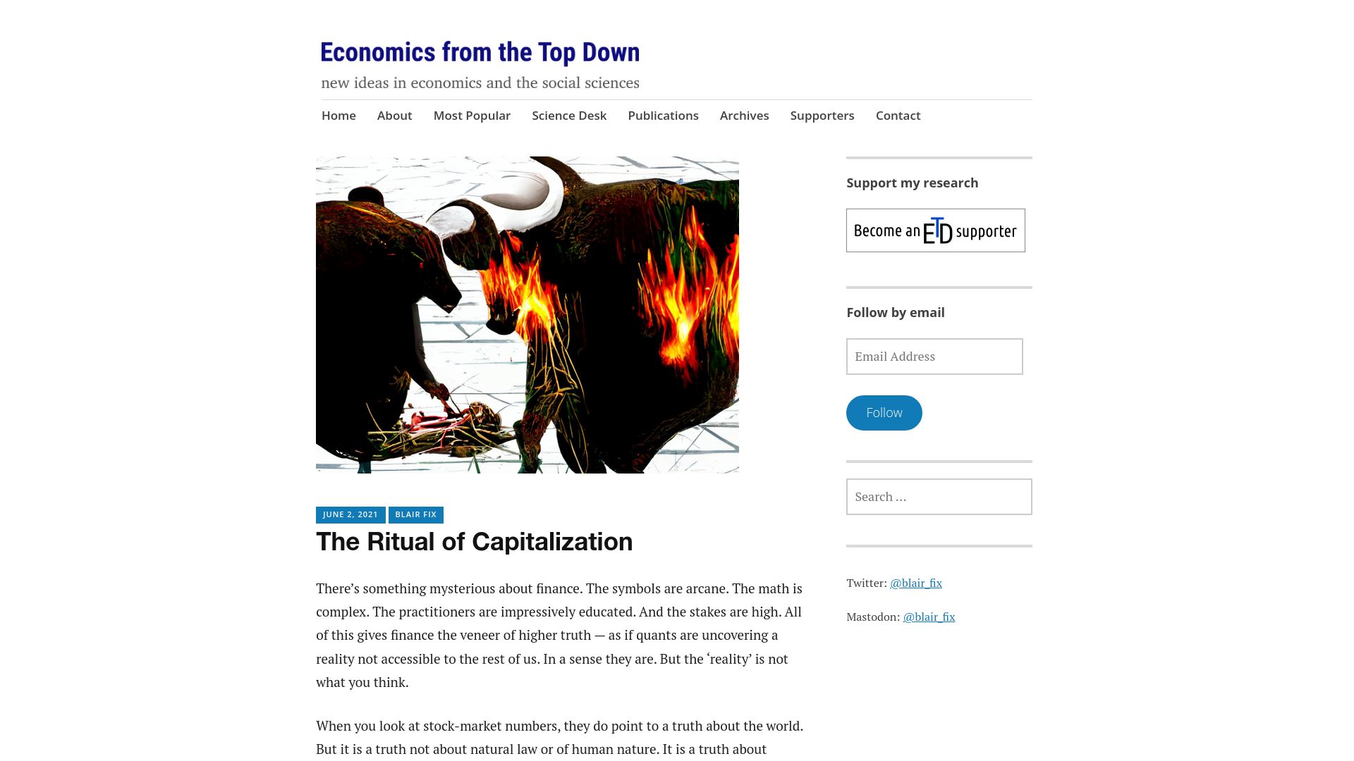 Screenshot of economicsfromthetopdown.com: The Ritual of Capitalization (2021)