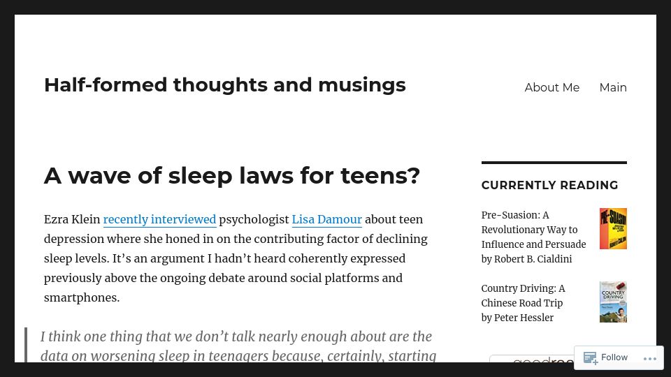 Screenshot of dylancollins.com: A wave of sleep laws for teens?
