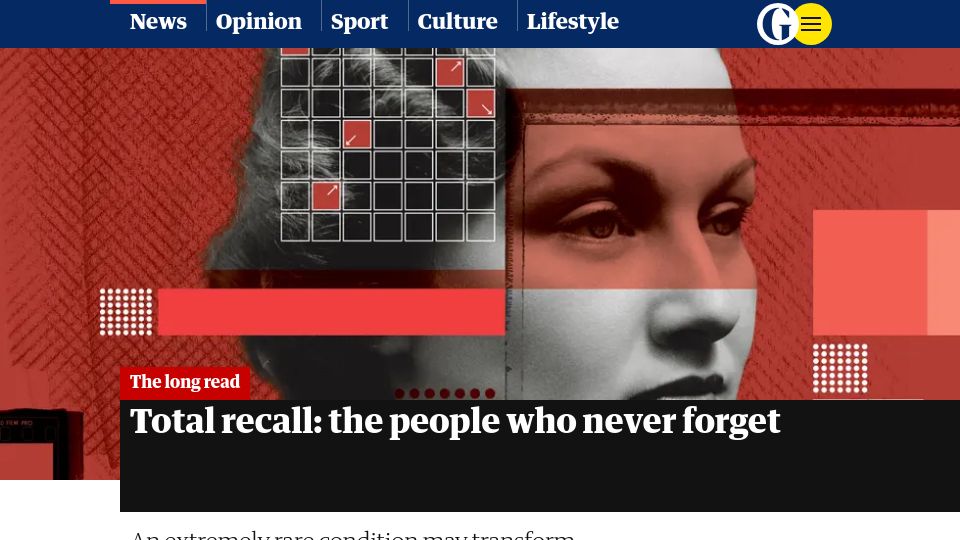 Screenshot of theguardian.com: Total recall: the people who never forget (2017)