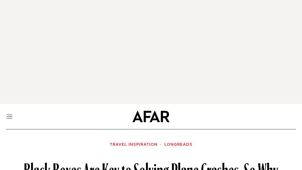 Screenshot of afar.com: Why aren't black box flight recorders better?