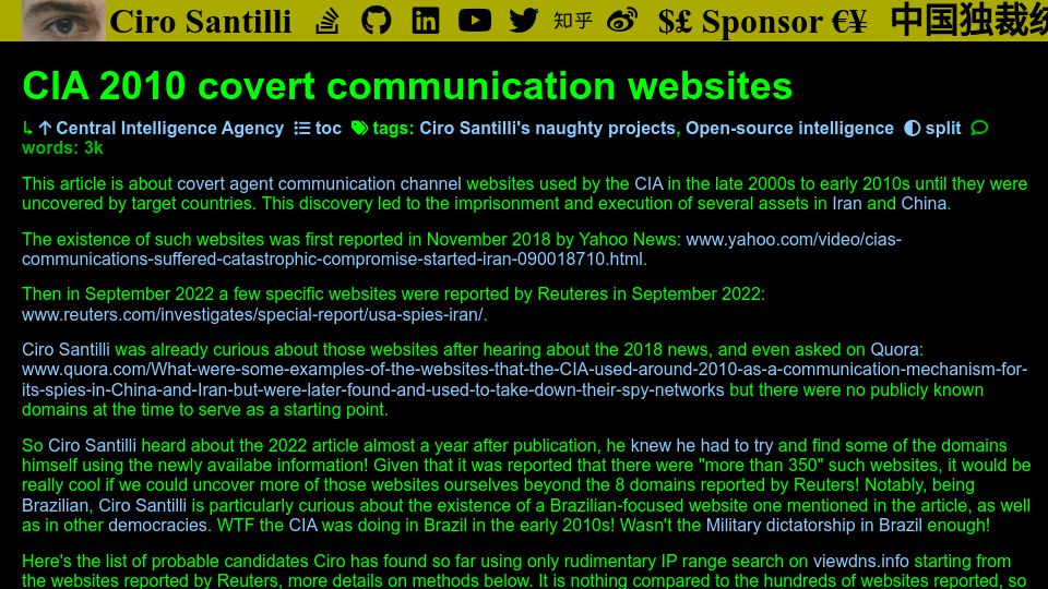 Screenshot of cirosantilli.com: CIA 2010 covert communication websites