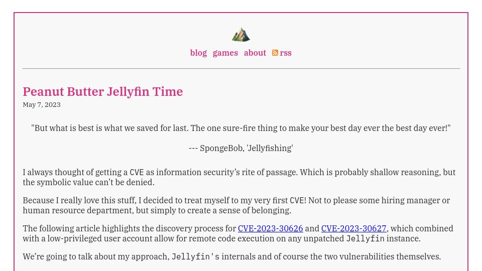 Screenshot of gebir.ge: Peanut Butter Jellyfin Time