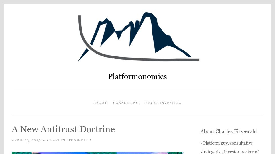 Screenshot of platformonomics.com: A New Antitrust Doctrine