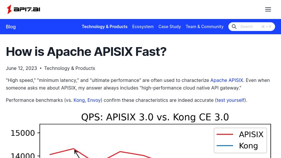 Screenshot of api7.ai: How is Apache APISIX Fast?