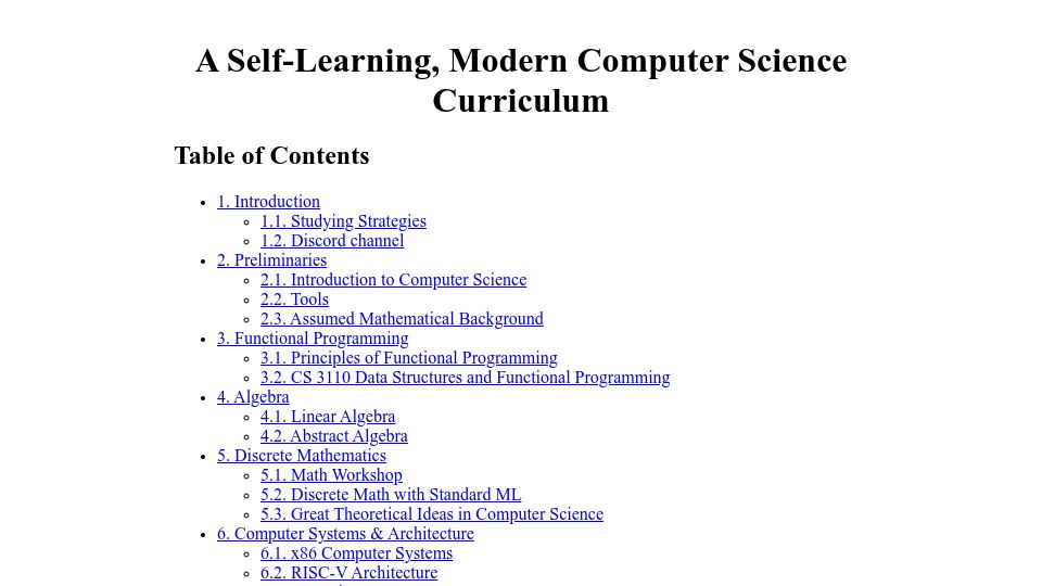 Screenshot of functionalcs.github.io: Teach yourself Computer Science functionally