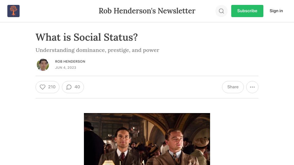 Screenshot of robkhenderson.com: What is Social Status?