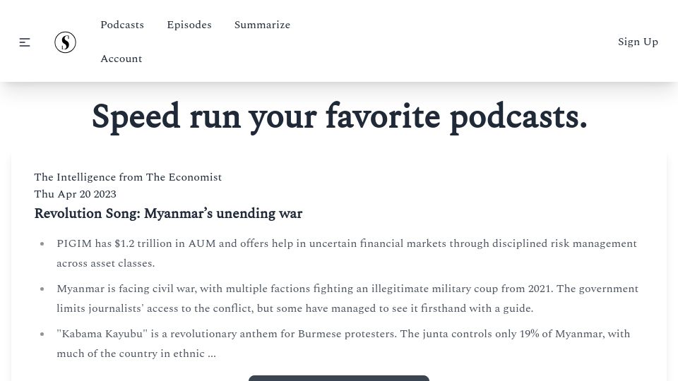 Screenshot of app.scribbler.so: Show HN: Scribbler – Podcast Summaries Using GPT