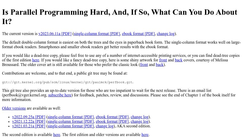 Screenshot of mirrors.edge.kernel.org: Is parallel programming hard, and, if so, what can you do about it?