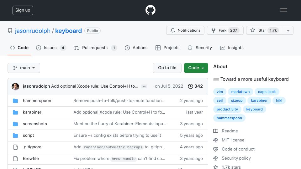 Screenshot of github.com: Toward a more useful keyboard