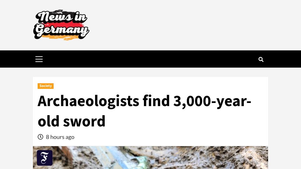Screenshot of newsingermany.com: Archaeologists find 3000-year-old sword, exceptionally well preserved