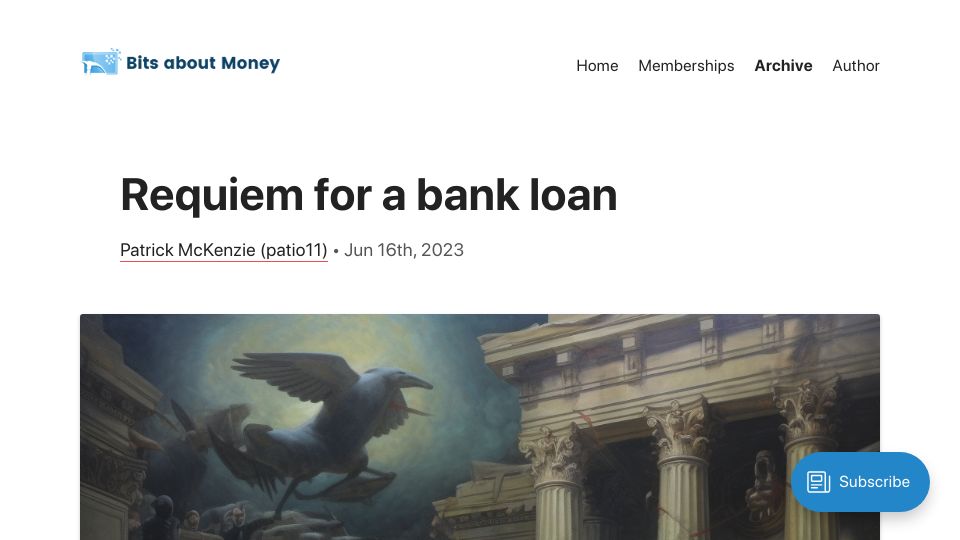 Screenshot of bitsaboutmoney.com: Requiem for a bank loan