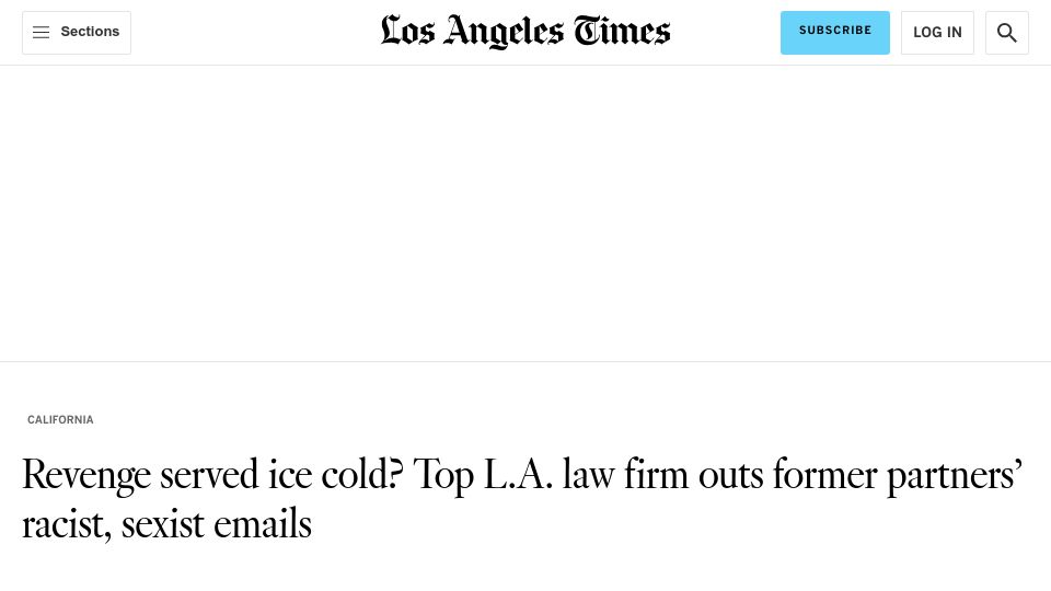 Screenshot of latimes.com: Revenge Served Ice Cold?