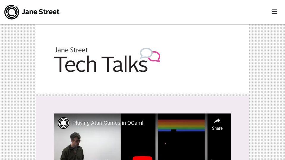 Screenshot of janestreet.com: Playing Atari Games in OCaml