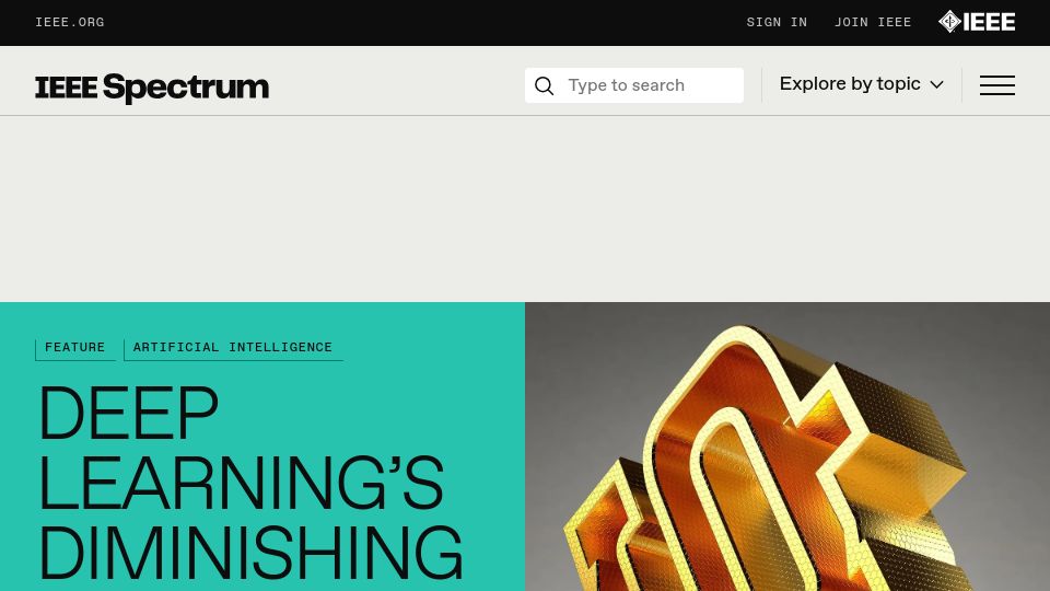 Screenshot of spectrum.ieee.org: Deep Learning’s Diminishing Returns (2021)