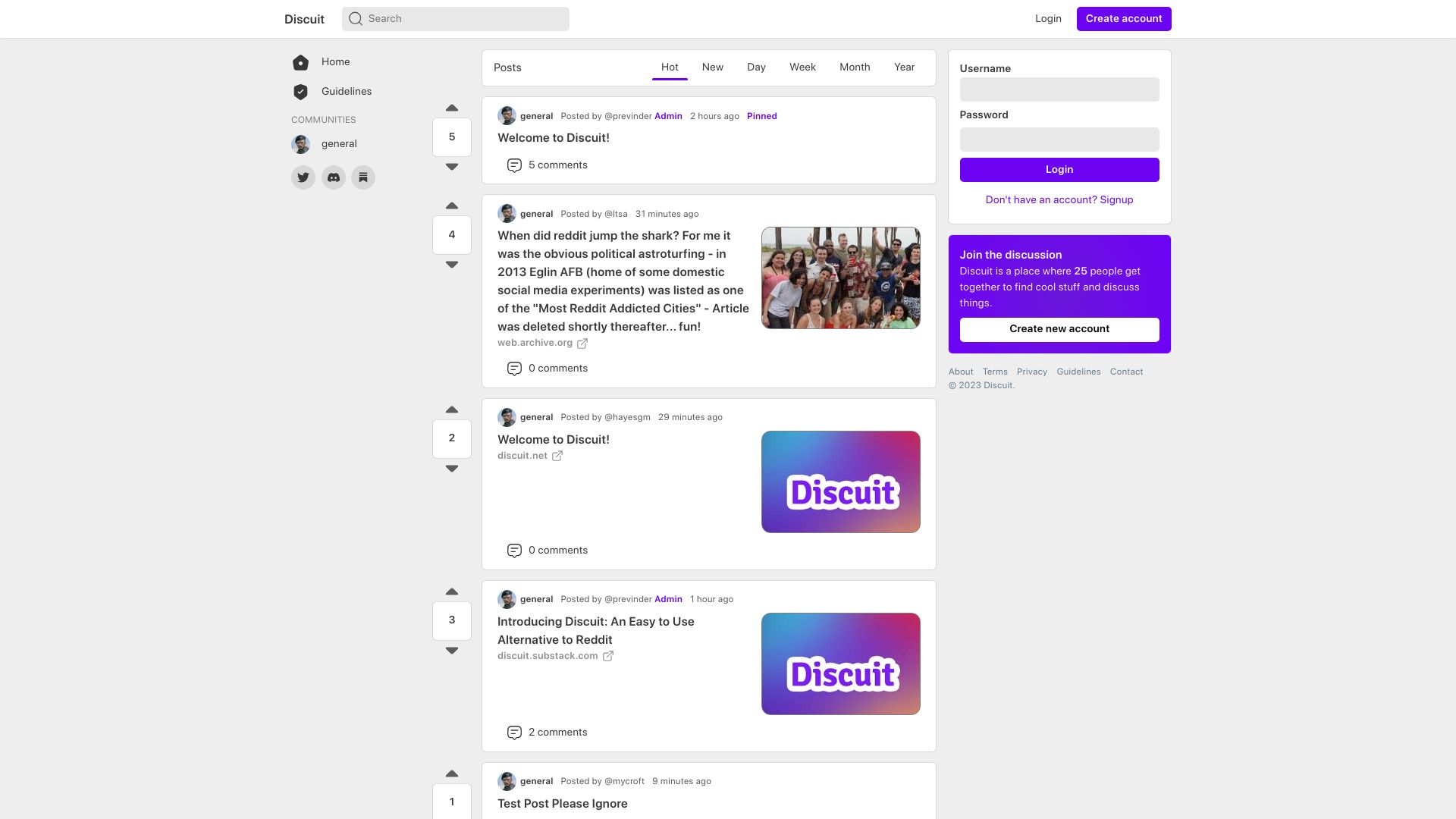 Screenshot of discuit.net: Show HN: Discuit – A Reddit alternative with a clean UI and a sensible vision
