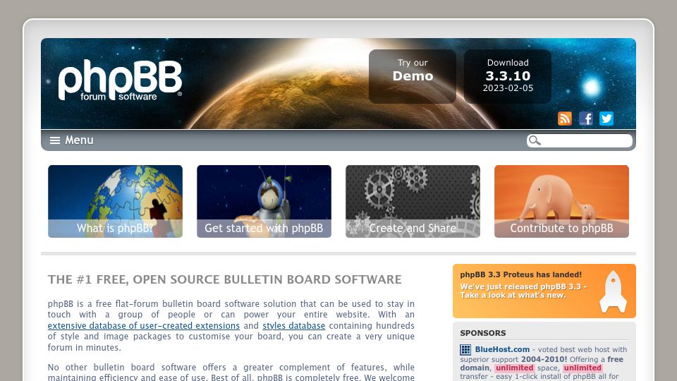 Screenshot of phpbb.com: PhpBB