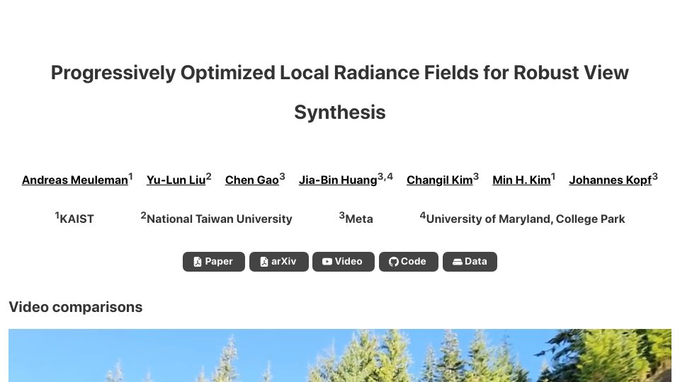 Screenshot of localrf.github.io: Localrf – Nerf from casual shaky videos
