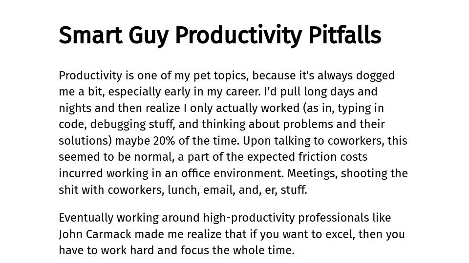 Screenshot of waivek.github.io: Smart Guy Productivity Pitfalls (2013)