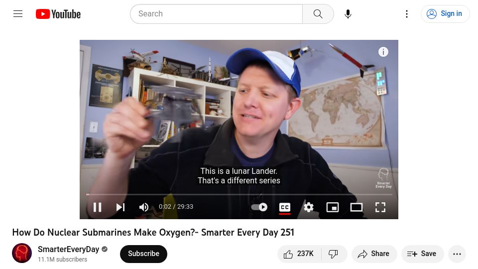 Screenshot of youtube.com: How Do Nuclear Submarines Make Oxygen [video]