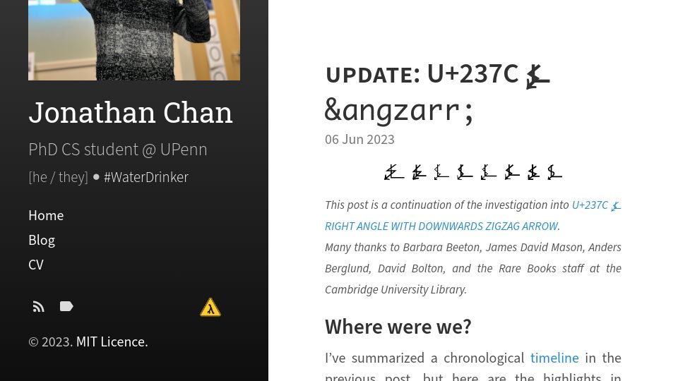 Screenshot of ionathan.ch: Update: U+237C ⍼ &Angzarr;