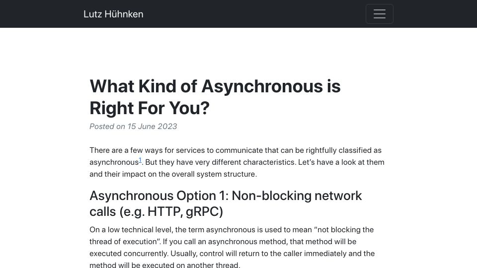 Screenshot of reactivesystems.eu: What Kind of Asynchronous Is Right for You?