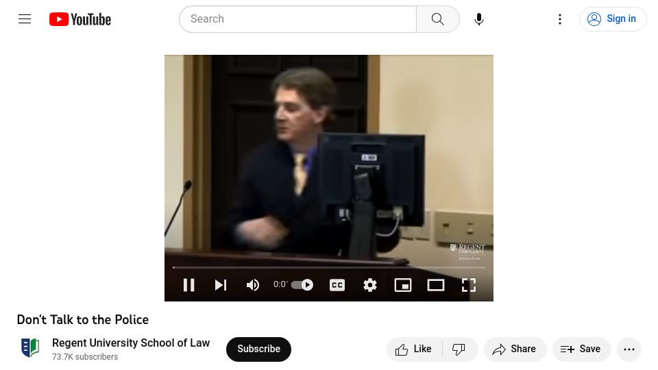 Screenshot of youtube.com: Don’t Talk to Police (2012) [video]